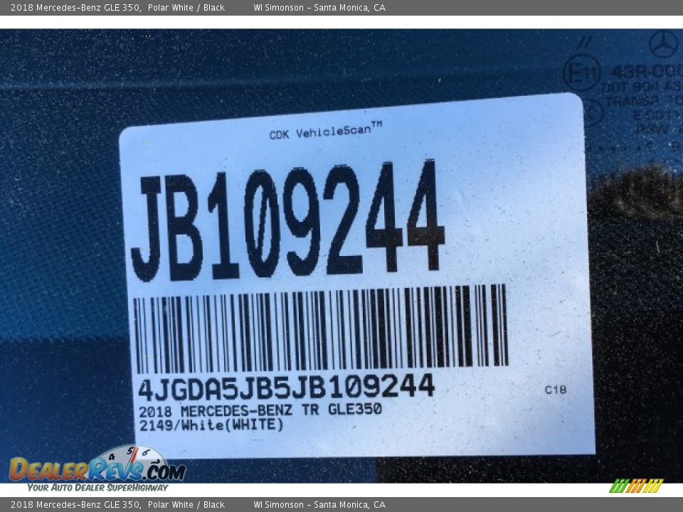 2018 Mercedes-Benz GLE 350 Polar White / Black Photo #11
