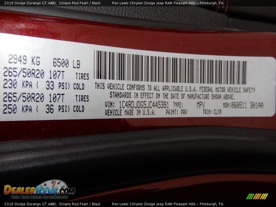 2018 Dodge Durango GT AWD Octane Red Pearl / Black Photo #16
