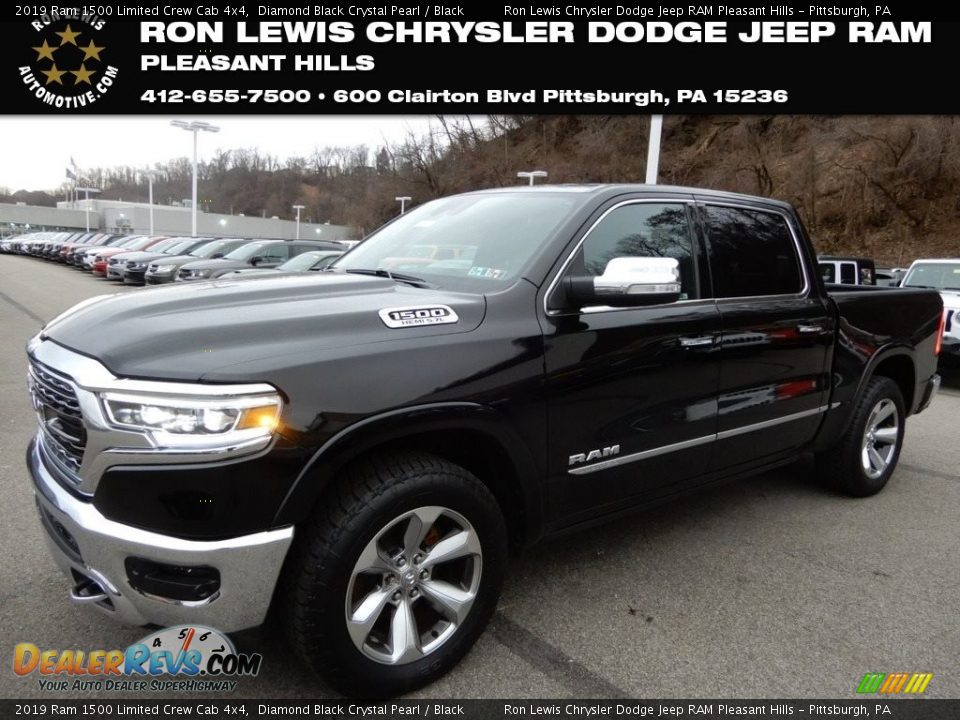 2019 Ram 1500 Limited Crew Cab 4x4 Diamond Black Crystal Pearl / Black Photo #1