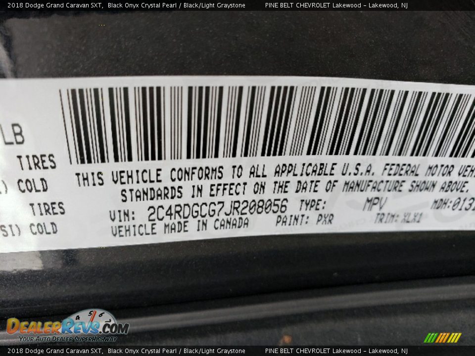 2018 Dodge Grand Caravan SXT Black Onyx Crystal Pearl / Black/Light Graystone Photo #25