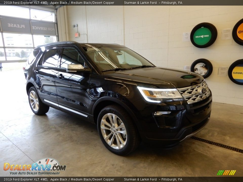 2019 Ford Explorer XLT 4WD Agate Black / Medium Black/Desert Copper Photo #1