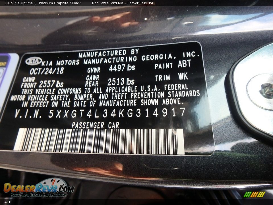 Kia Color Code ABT Platinum Graphite