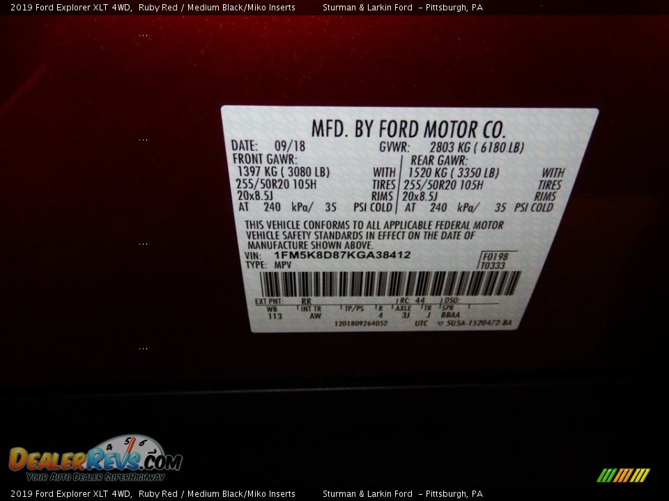 2019 Ford Explorer XLT 4WD Ruby Red / Medium Black/Miko Inserts Photo #11