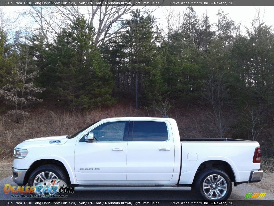 2019 Ram 1500 Long Horn Crew Cab 4x4 Ivory Tri–Coat / Mountain Brown/Light Frost Beige Photo #1