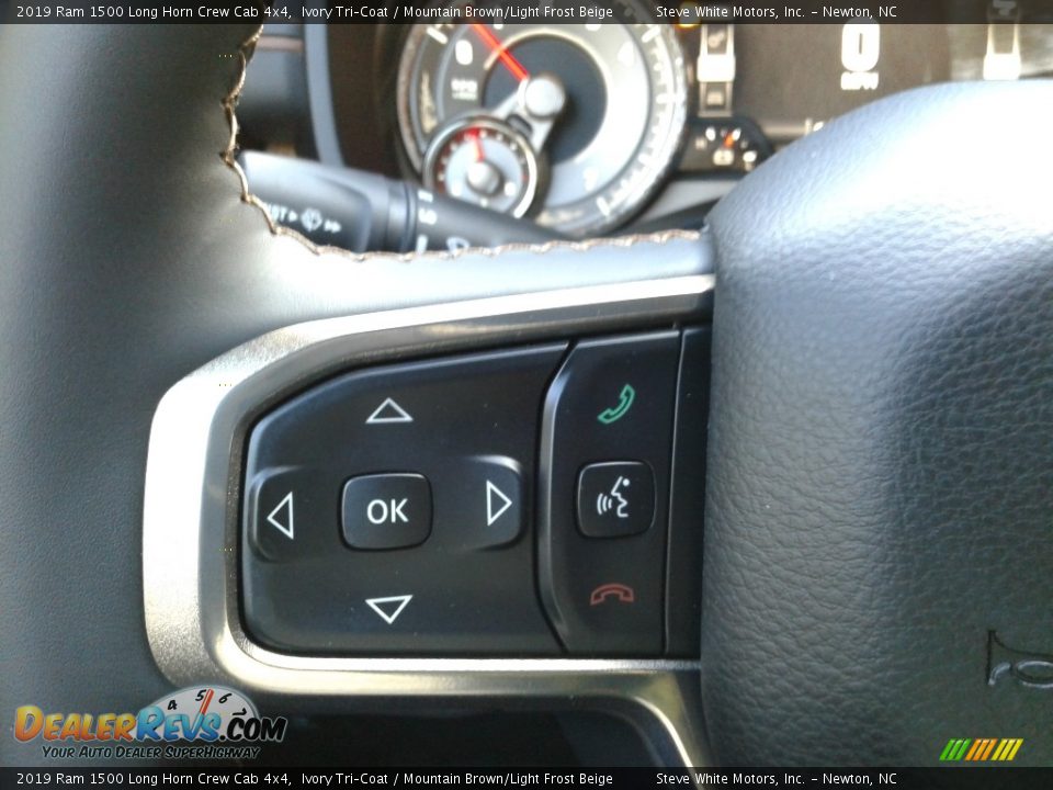 2019 Ram 1500 Long Horn Crew Cab 4x4 Ivory Tri–Coat / Mountain Brown/Light Frost Beige Photo #19