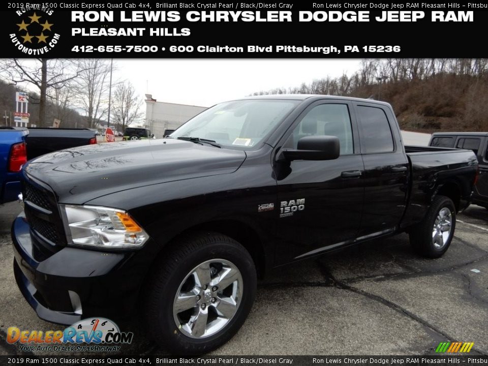 2019 Ram 1500 Classic Express Quad Cab 4x4 Brilliant Black Crystal Pearl / Black/Diesel Gray Photo #1