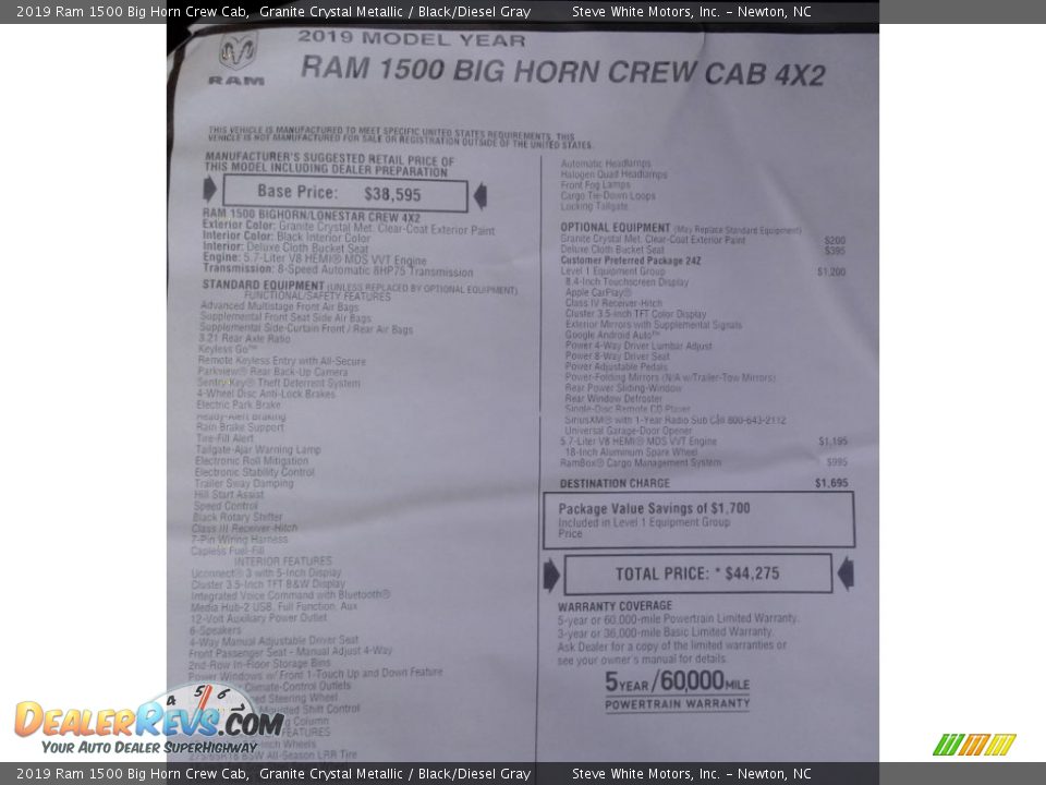 2019 Ram 1500 Big Horn Crew Cab Granite Crystal Metallic / Black/Diesel Gray Photo #32