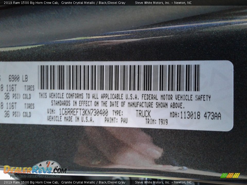 2019 Ram 1500 Big Horn Crew Cab Granite Crystal Metallic / Black/Diesel Gray Photo #33