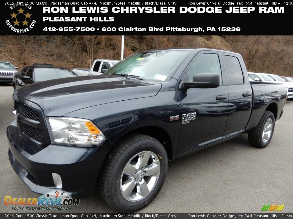 2019 Ram 1500 Classic Tradesman Quad Cab 4x4 Maximum Steel Metallic / Black/Diesel Gray Photo #1