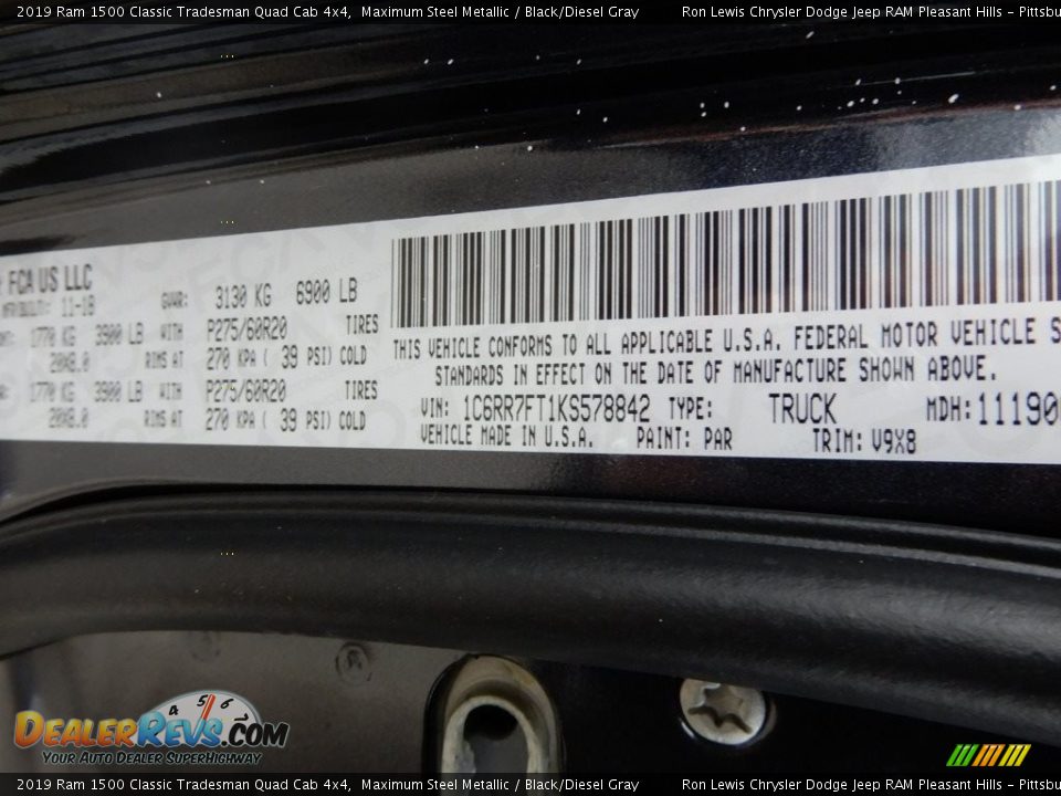 2019 Ram 1500 Classic Tradesman Quad Cab 4x4 Maximum Steel Metallic / Black/Diesel Gray Photo #16