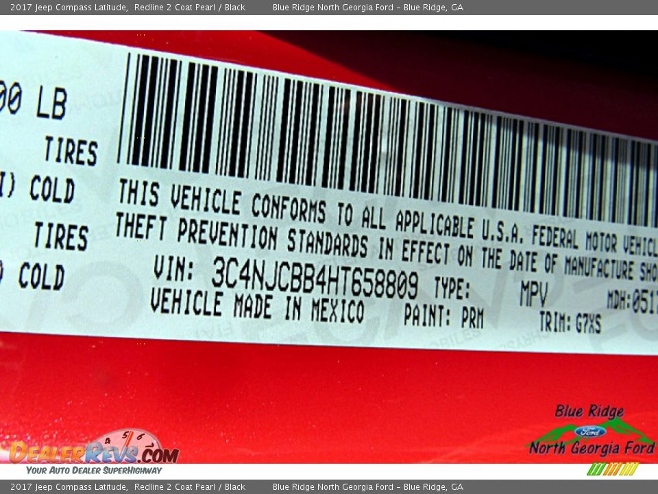 2017 Jeep Compass Latitude Redline 2 Coat Pearl / Black Photo #25