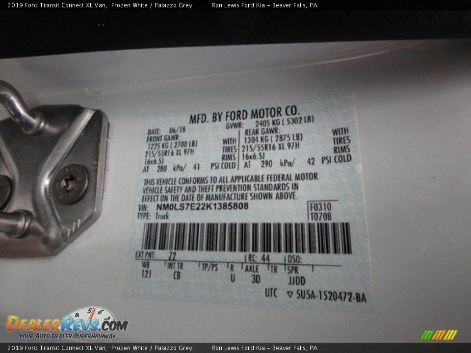 2019 Ford Transit Connect XL Van Frozen White / Palazzo Grey Photo #16