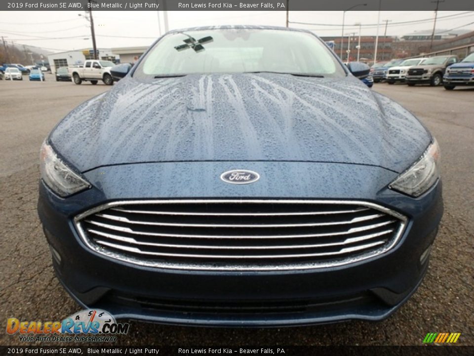 2019 Ford Fusion SE AWD Blue Metallic / Light Putty Photo #7