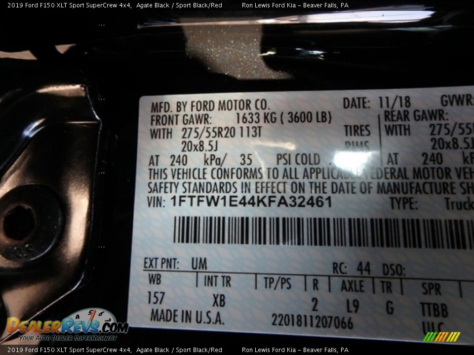 2019 Ford F150 XLT Sport SuperCrew 4x4 Agate Black / Sport Black/Red Photo #14