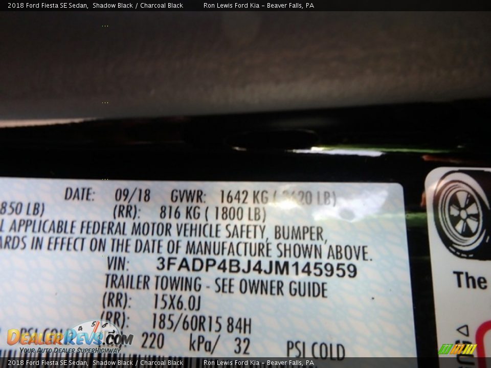 2018 Ford Fiesta SE Sedan Shadow Black / Charcoal Black Photo #13