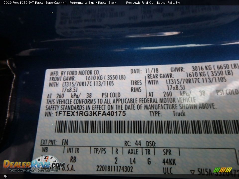 Ford Color Code FM Performance Blue