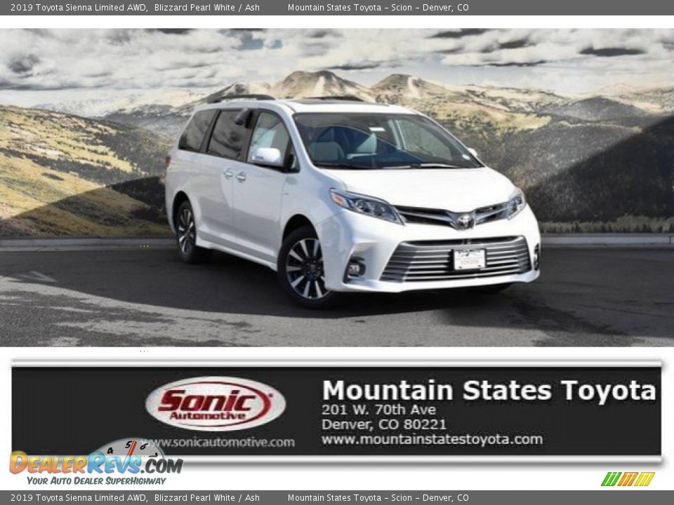 2019 Toyota Sienna Limited AWD Blizzard Pearl White / Ash Photo #1