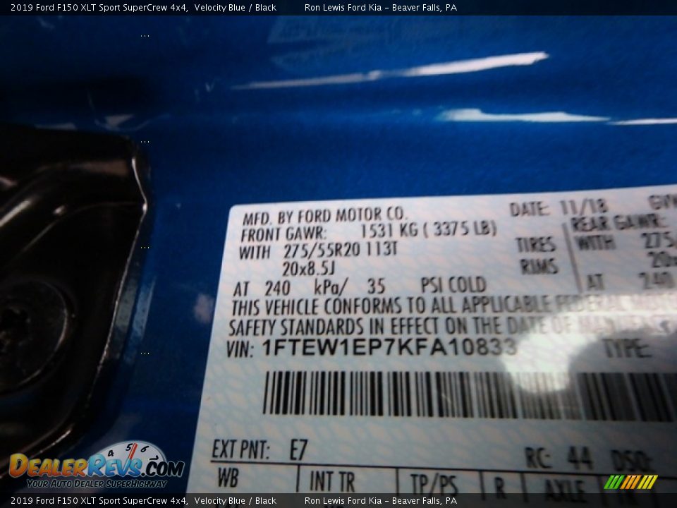2019 Ford F150 XLT Sport SuperCrew 4x4 Velocity Blue / Black Photo #14