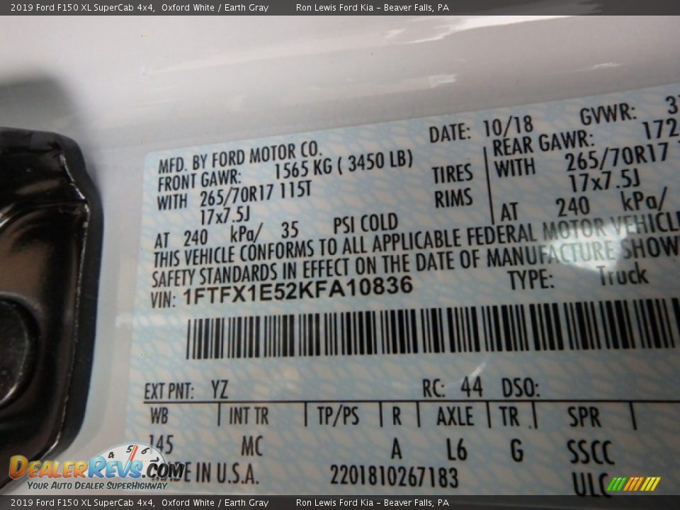 2019 Ford F150 XL SuperCab 4x4 Oxford White / Earth Gray Photo #12