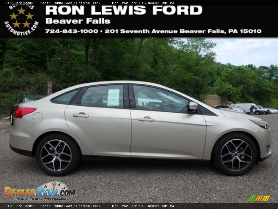 2018 Ford Focus SEL Sedan White Gold / Charcoal Black Photo #1