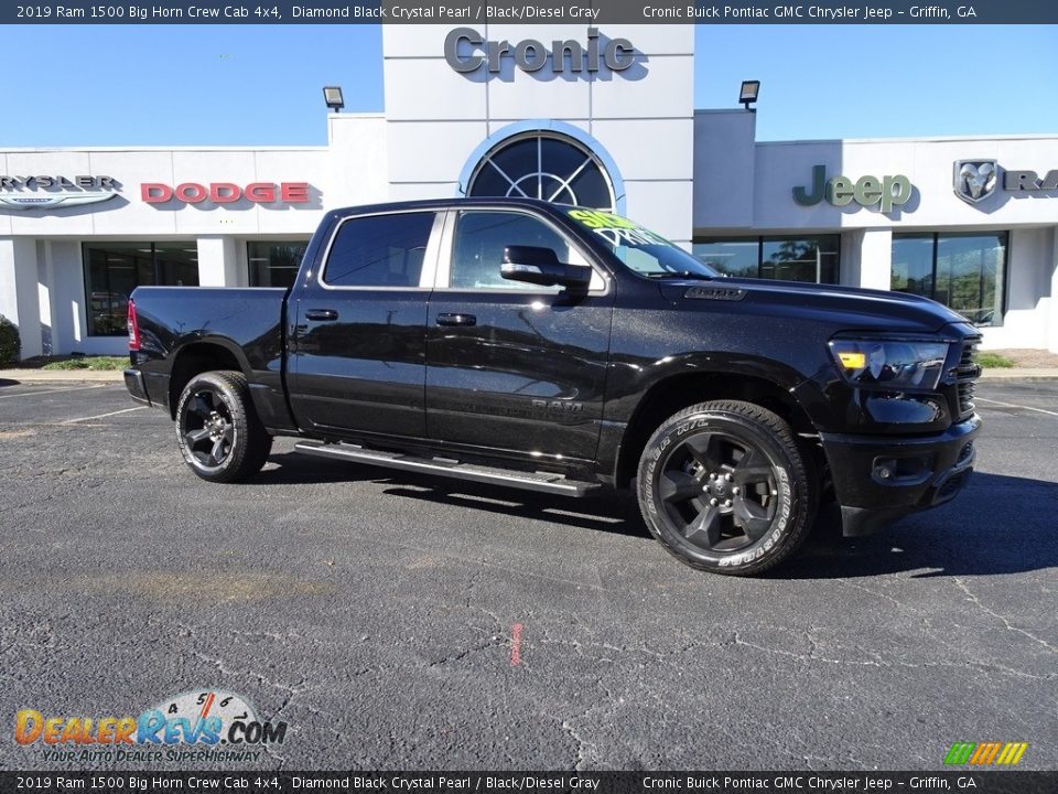 2019 Ram 1500 Big Horn Crew Cab 4x4 Diamond Black Crystal Pearl / Black/Diesel Gray Photo #1