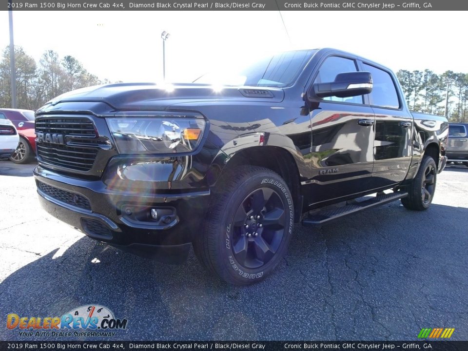 2019 Ram 1500 Big Horn Crew Cab 4x4 Diamond Black Crystal Pearl / Black/Diesel Gray Photo #3