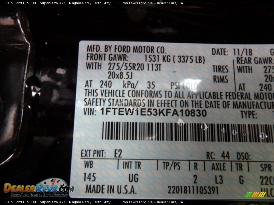 2019 Ford F150 XLT SuperCrew 4x4 Magma Red / Earth Gray Photo #16