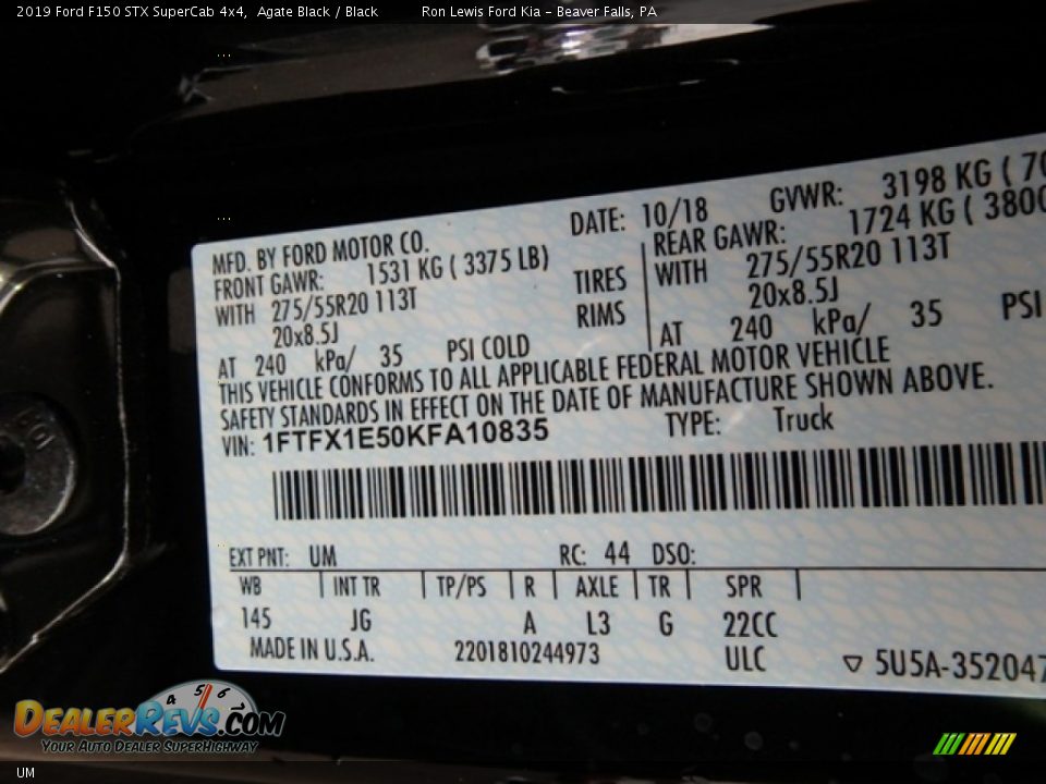 Ford Color Code UM Agate Black