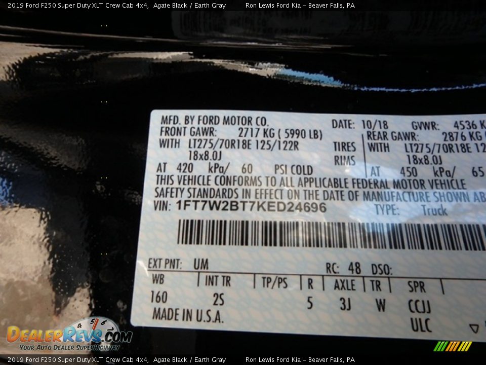 2019 Ford F250 Super Duty XLT Crew Cab 4x4 Agate Black / Earth Gray Photo #15