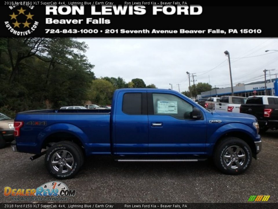 2018 Ford F150 XLT SuperCab 4x4 Lightning Blue / Earth Gray Photo #1
