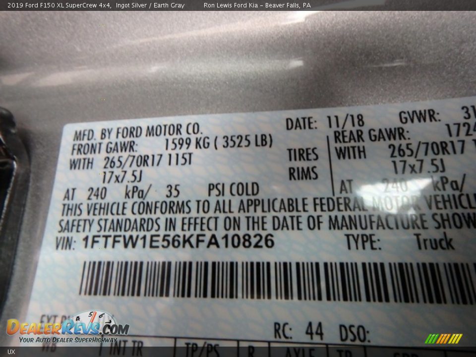 Ford Color Code UX Ingot Silver