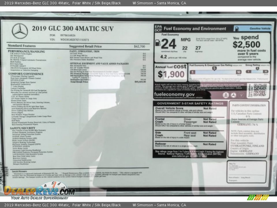 2019 Mercedes-Benz GLC 300 4Matic Polar White / Silk Beige/Black Photo #10