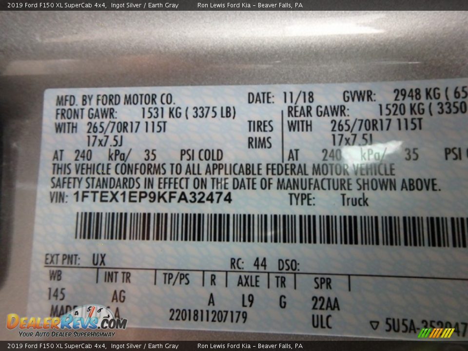 2019 Ford F150 XL SuperCab 4x4 Ingot Silver / Earth Gray Photo #11