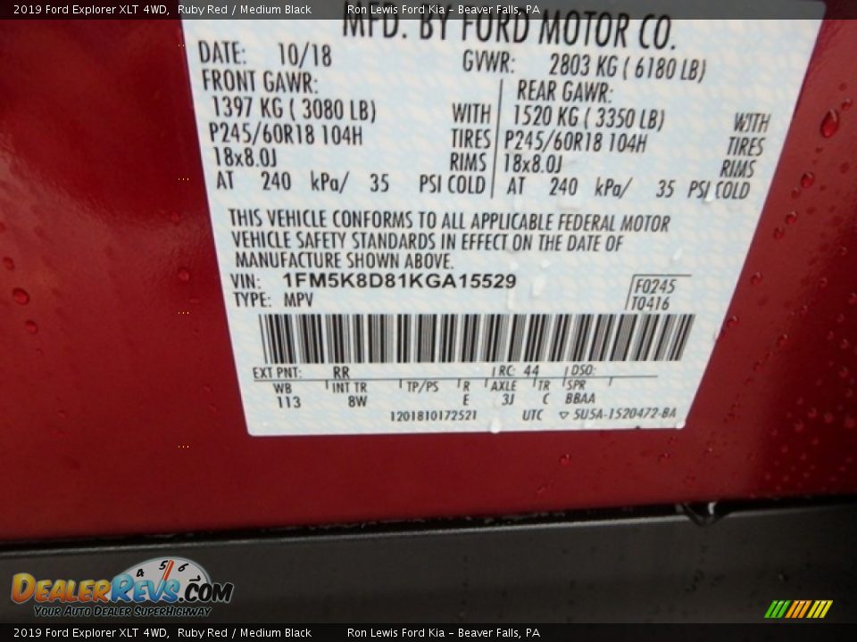 2019 Ford Explorer XLT 4WD Ruby Red / Medium Black Photo #17