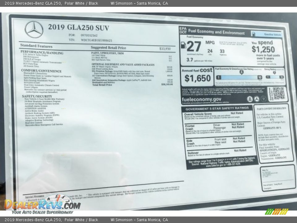 2019 Mercedes-Benz GLA 250 Polar White / Black Photo #10