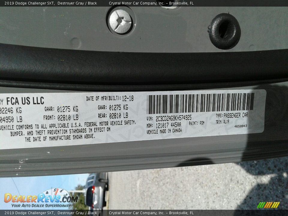 2019 Dodge Challenger SXT Destroyer Gray / Black Photo #21