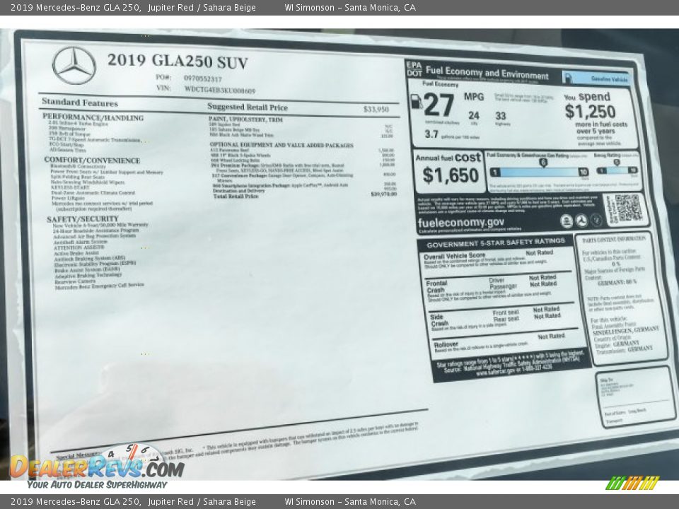 2019 Mercedes-Benz GLA 250 Jupiter Red / Sahara Beige Photo #10