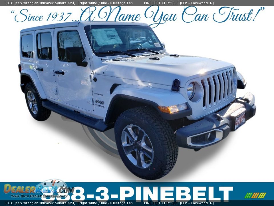 2018 Jeep Wrangler Unlimited Sahara 4x4 Bright White / Black/Heritage Tan Photo #1