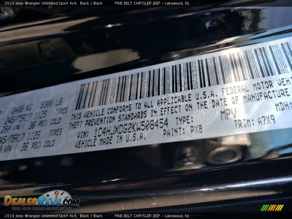 2019 Jeep Wrangler Unlimited Sport 4x4 Black / Black Photo #9