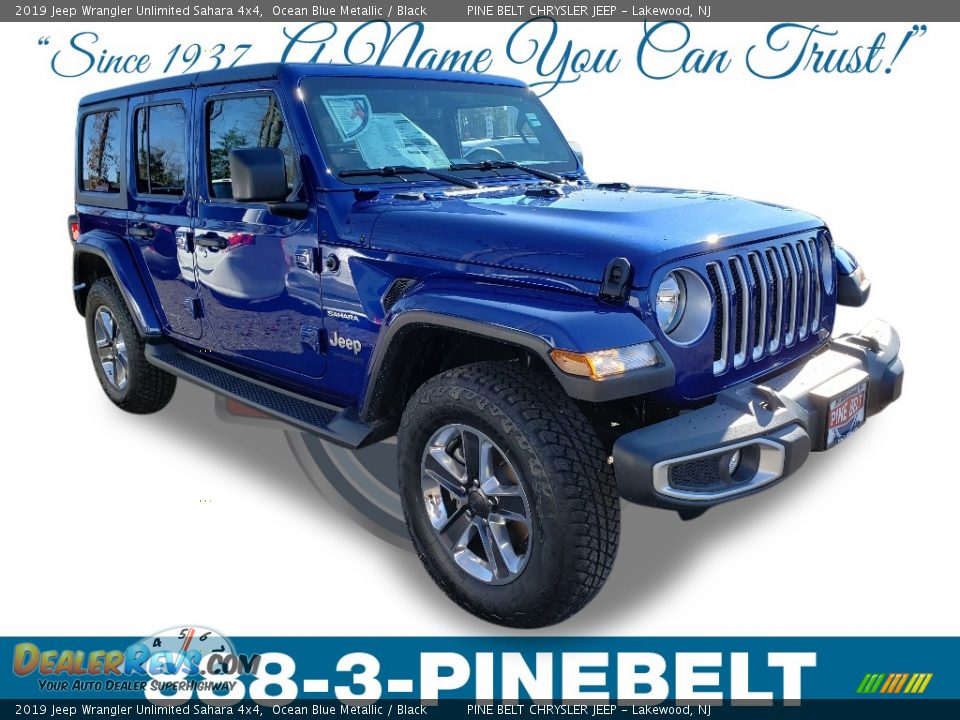 2019 Jeep Wrangler Unlimited Sahara 4x4 Ocean Blue Metallic / Black Photo #1