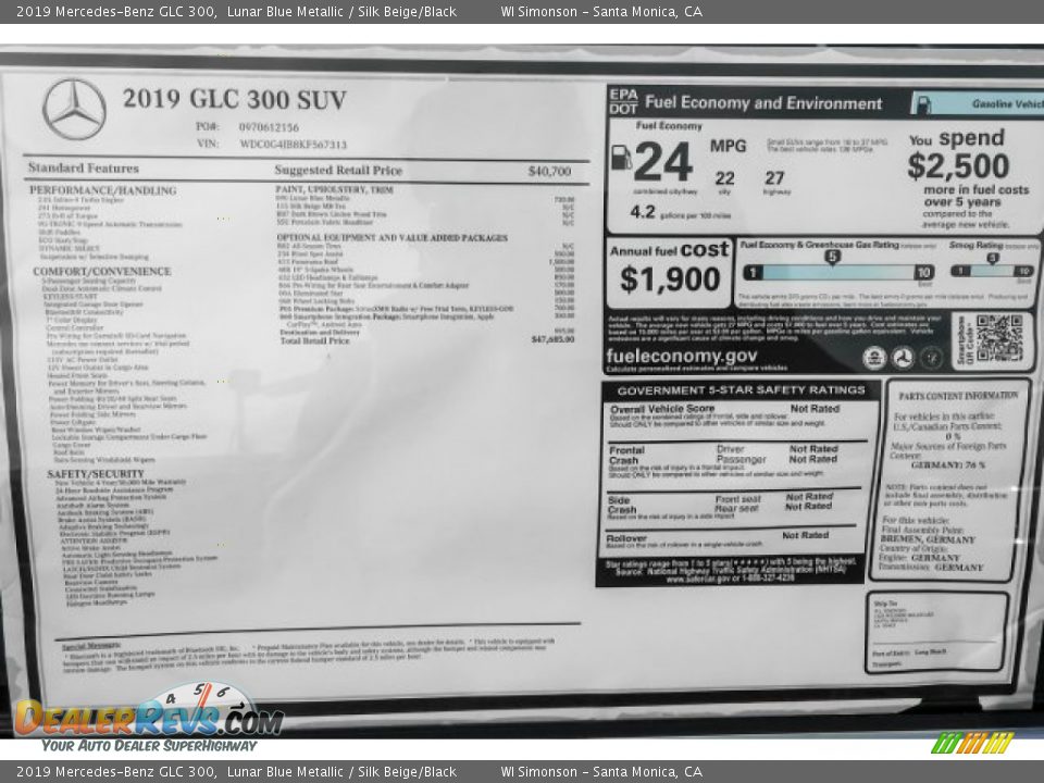 2019 Mercedes-Benz GLC 300 Lunar Blue Metallic / Silk Beige/Black Photo #10