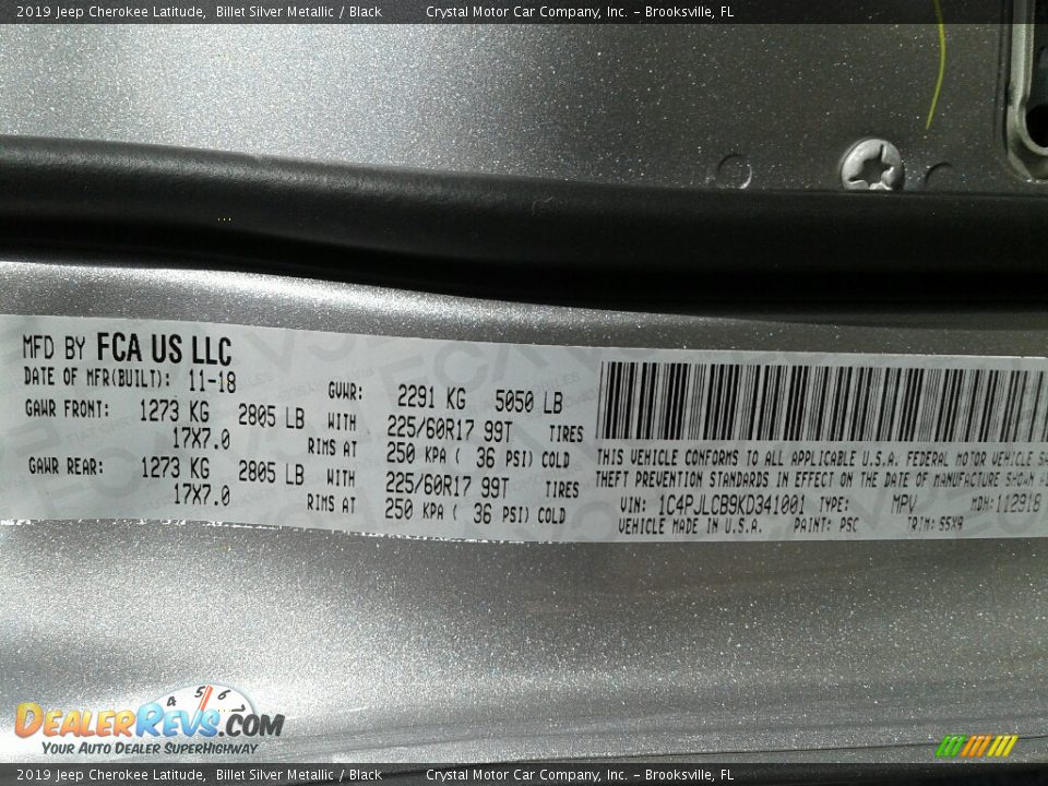 2019 Jeep Cherokee Latitude Billet Silver Metallic / Black Photo #21