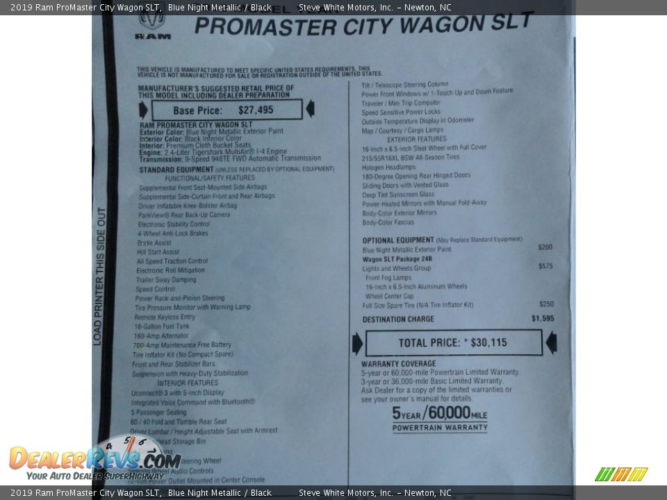 2019 Ram ProMaster City Wagon SLT Window Sticker Photo #29