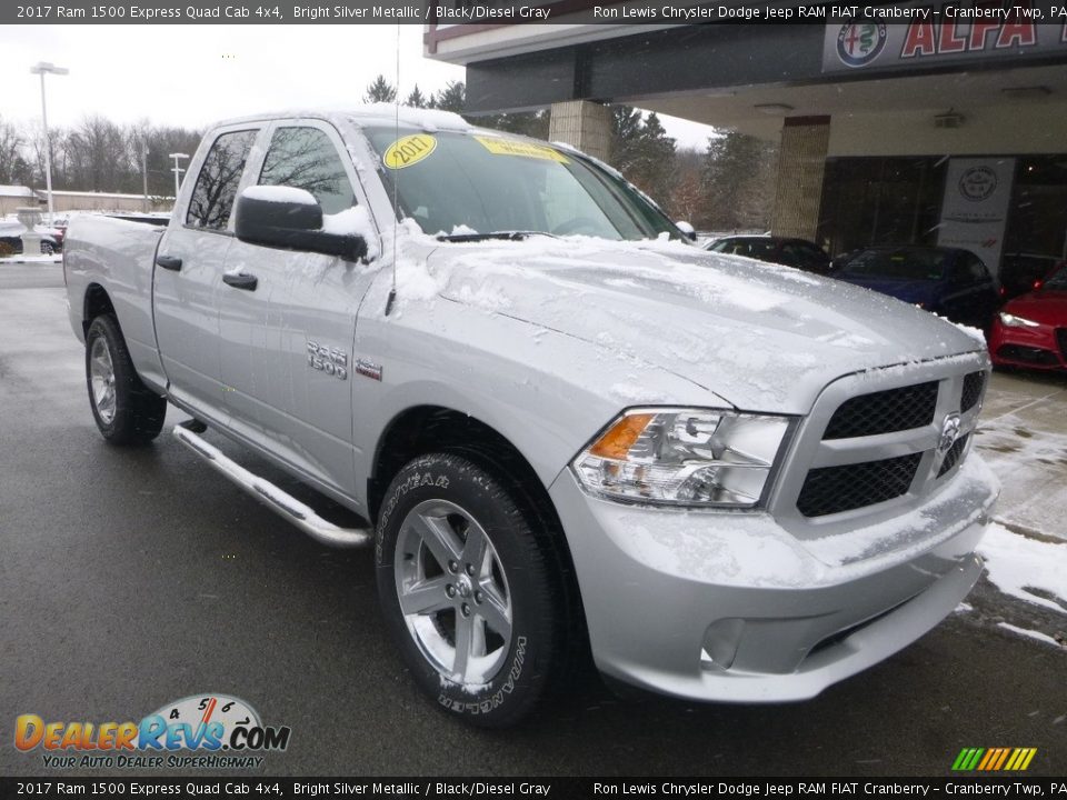 2017 Ram 1500 Express Quad Cab 4x4 Bright Silver Metallic / Black/Diesel Gray Photo #4