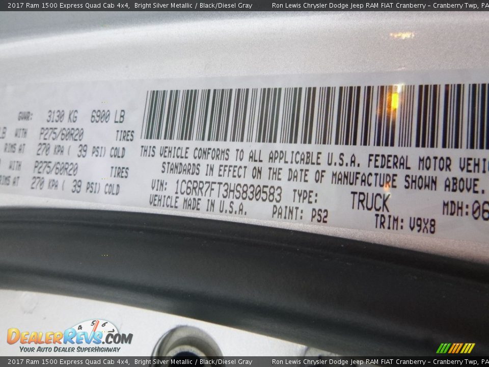 2017 Ram 1500 Express Quad Cab 4x4 Bright Silver Metallic / Black/Diesel Gray Photo #17