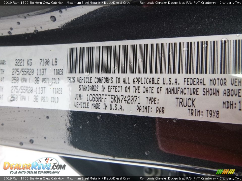 2019 Ram 1500 Big Horn Crew Cab 4x4 Maximum Steel Metallic / Black/Diesel Gray Photo #14