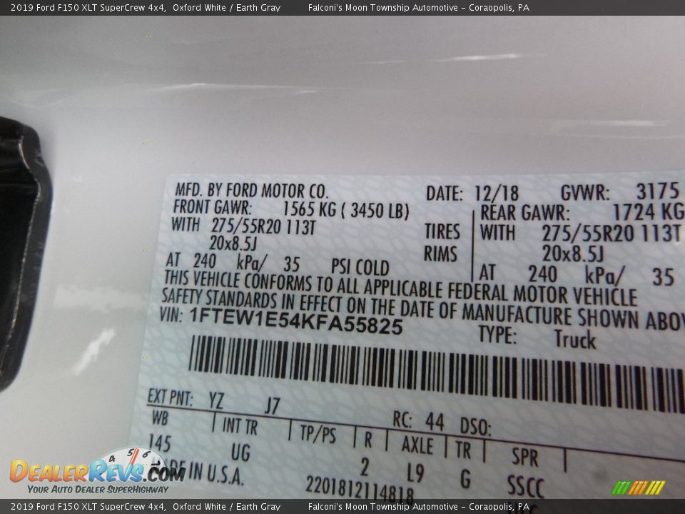 2019 Ford F150 XLT SuperCrew 4x4 Oxford White / Earth Gray Photo #12