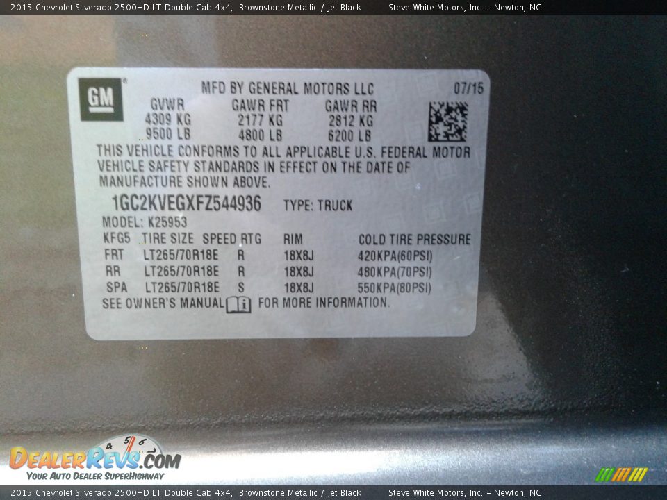 2015 Chevrolet Silverado 2500HD LT Double Cab 4x4 Brownstone Metallic / Jet Black Photo #29