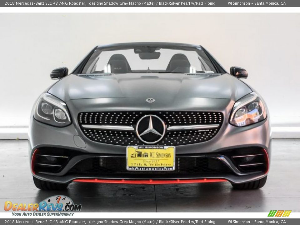 2018 Mercedes-Benz SLC 43 AMG Roadster designo Shadow Grey Magno (Matte) / Black/Silver Pearl w/Red Piping Photo #2