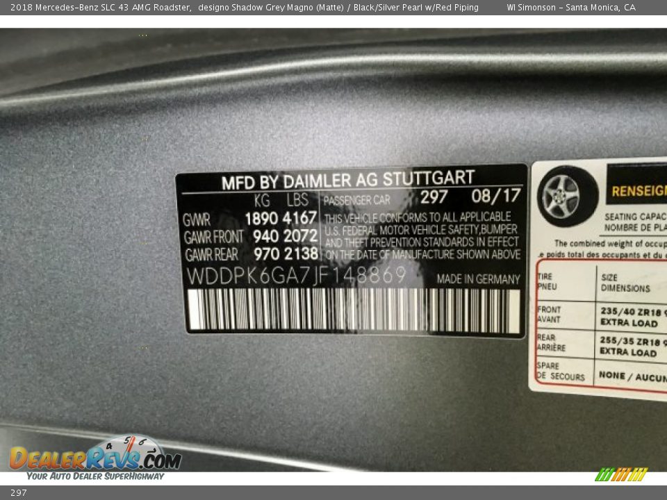 Mercedes-Benz Color Code 297 designo Shadow Grey Magno (Matte)